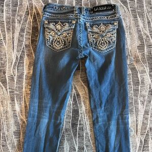 L.A. idol Women's Blue Embellished Jeans